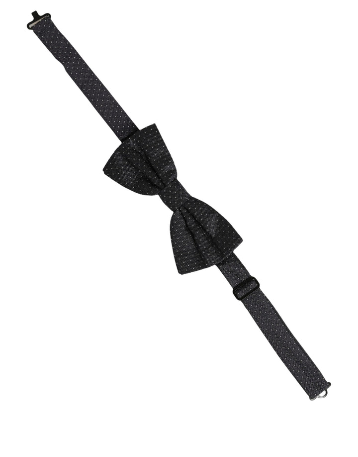 Dolce &amp; Gabbana Black White Polka Dot Adjustable Neck Papillon Bow Tie