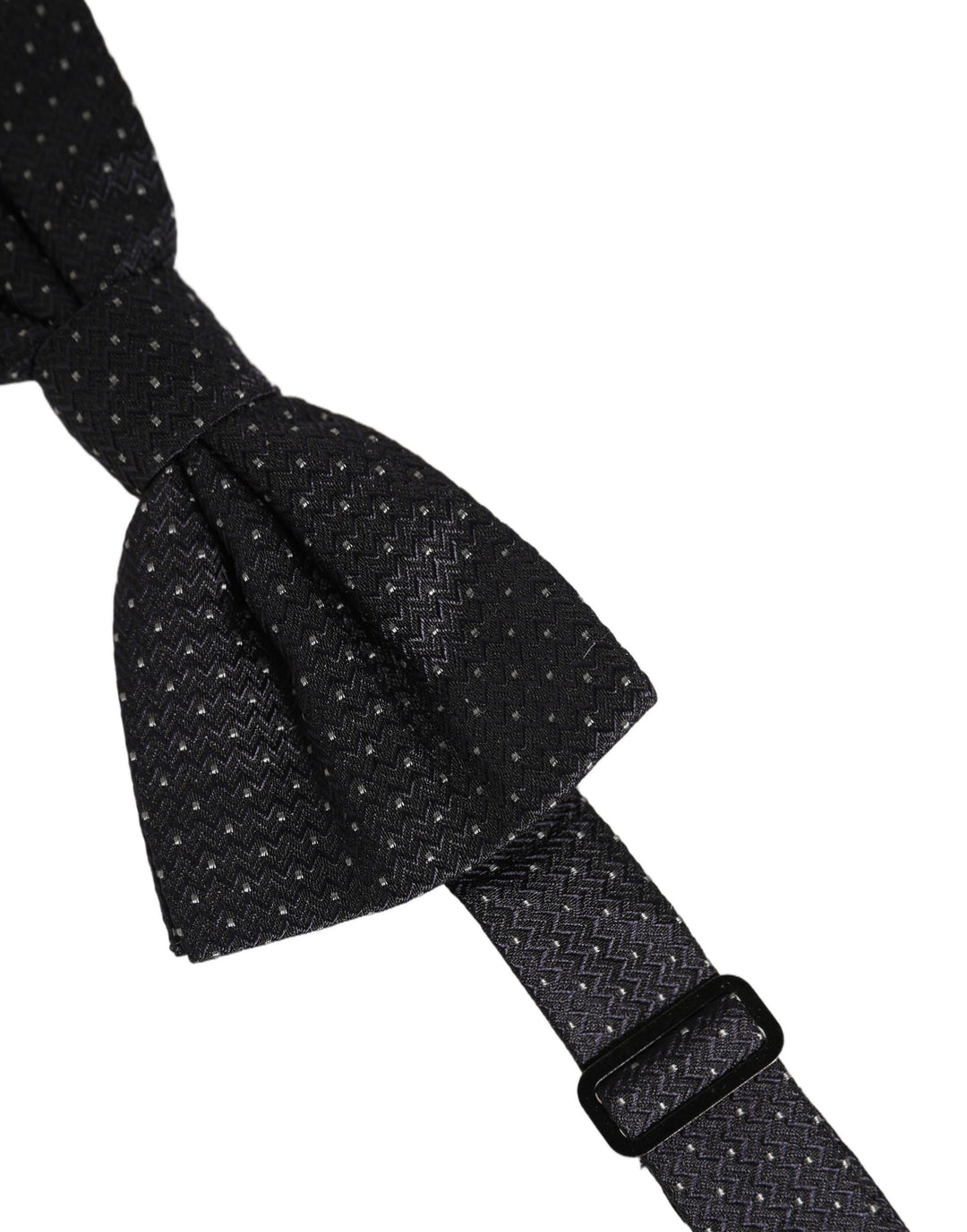 Dolce &amp; Gabbana Black White Polka Dot Adjustable Neck Papillon Bow Tie