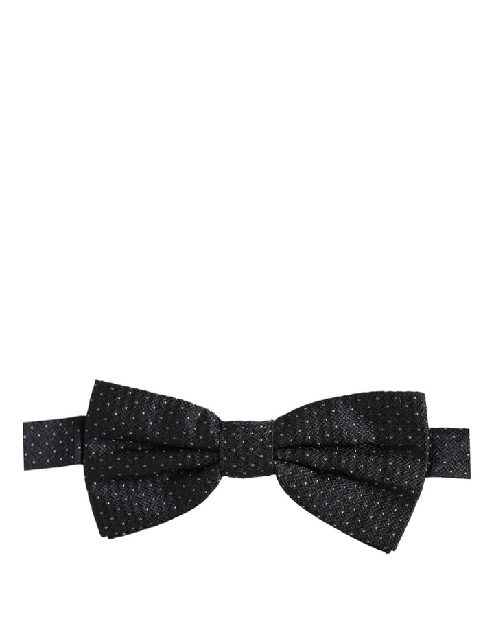 Dolce &amp; Gabbana Dark Blue White Polka Dot Adjustable Neck Papillon Bow Tie
