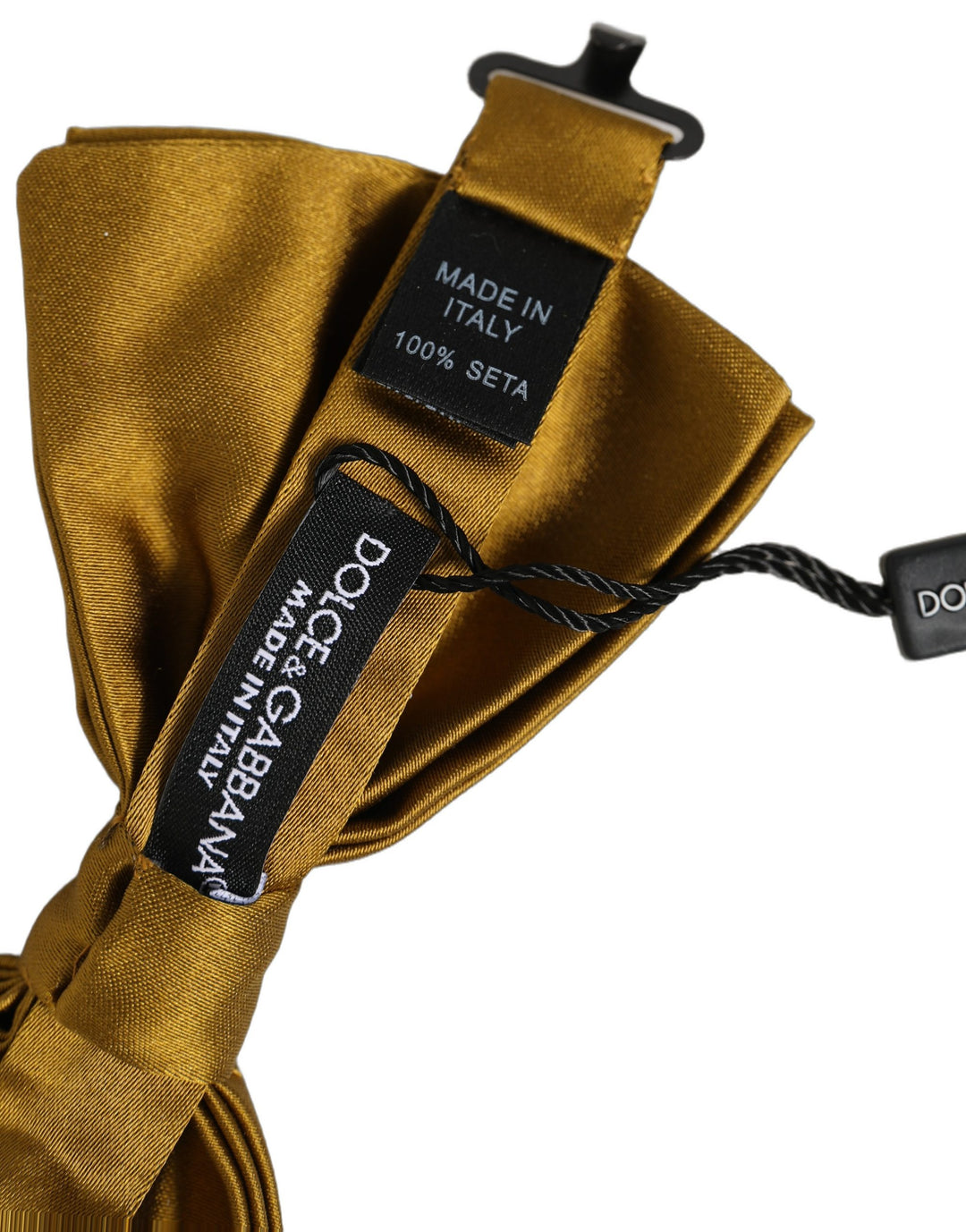 Dolce &amp; Gabbana Men Mustard 100% Silk Adjustable Neck Papillon Bow Tie