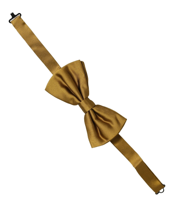 Dolce &amp; Gabbana Men Mustard 100% Silk Adjustable Neck Papillon Bow Tie
