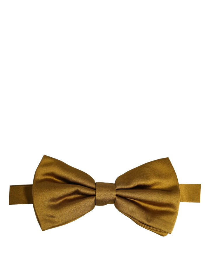 Dolce &amp; Gabbana Men Mustard 100% Silk Adjustable Neck Papillon Bow Tie