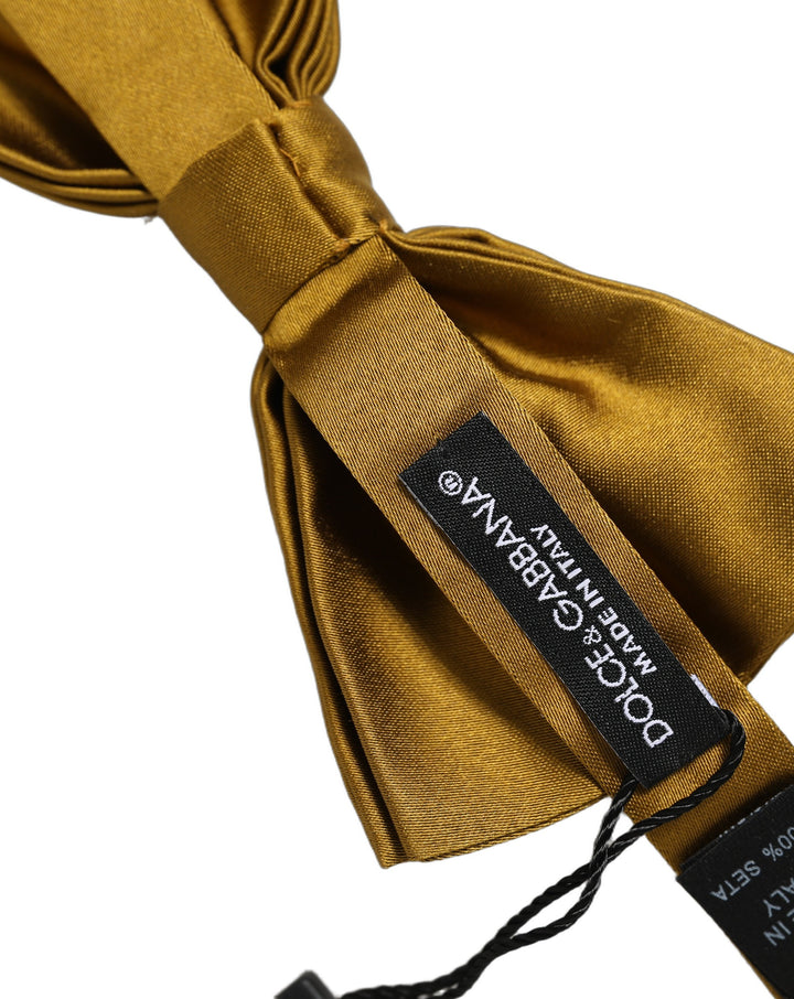 Dolce &amp; Gabbana Men Mustard 100% Silk Adjustable Neck Papillon Bow Tie