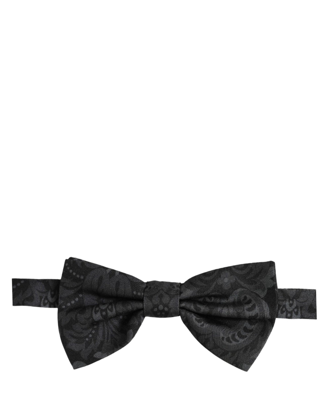 Dolce &amp; Gabbana Men Black Paisley SIlk Adjustable Neck Papillon Bow Tie