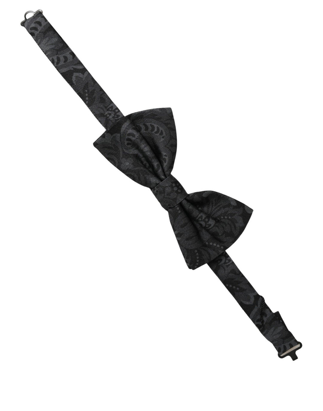 Dolce &amp; Gabbana Men Black Paisley SIlk Adjustable Neck Papillon Bow Tie