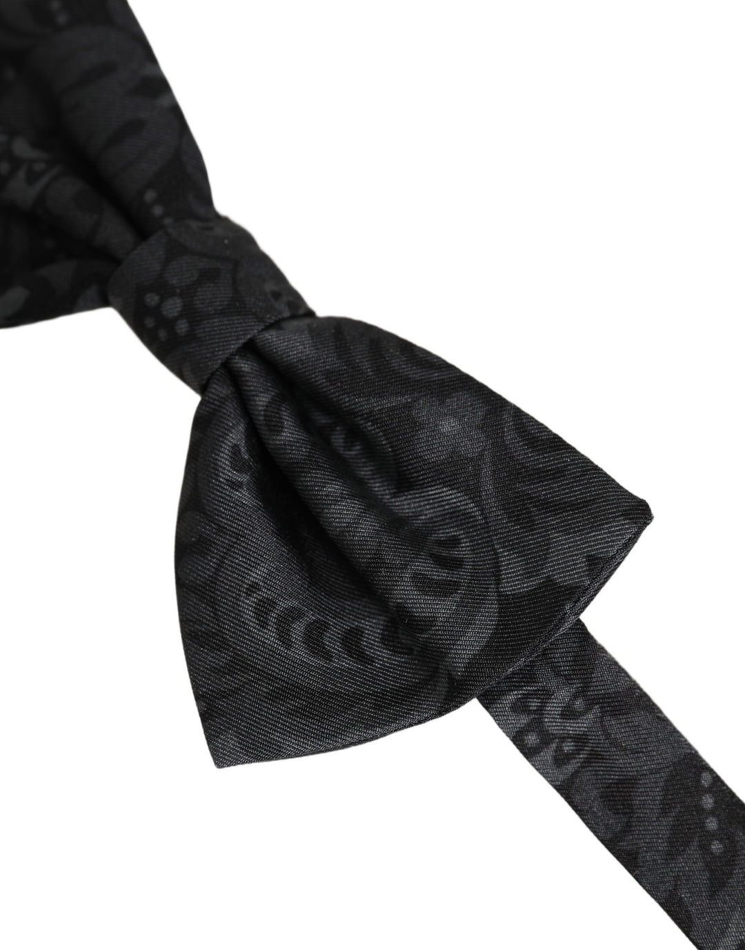 Dolce &amp; Gabbana Men Black Paisley SIlk Adjustable Neck Papillon Bow Tie