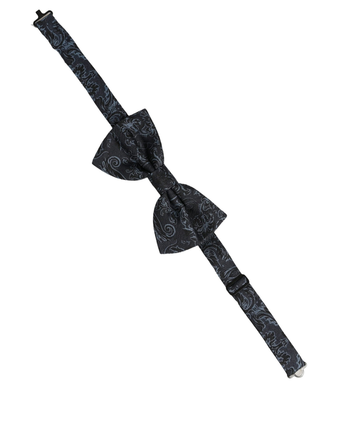 Dolce &amp; Gabbana Men Black Blue Paisley Adjustable Neck Papillon Bow Tie