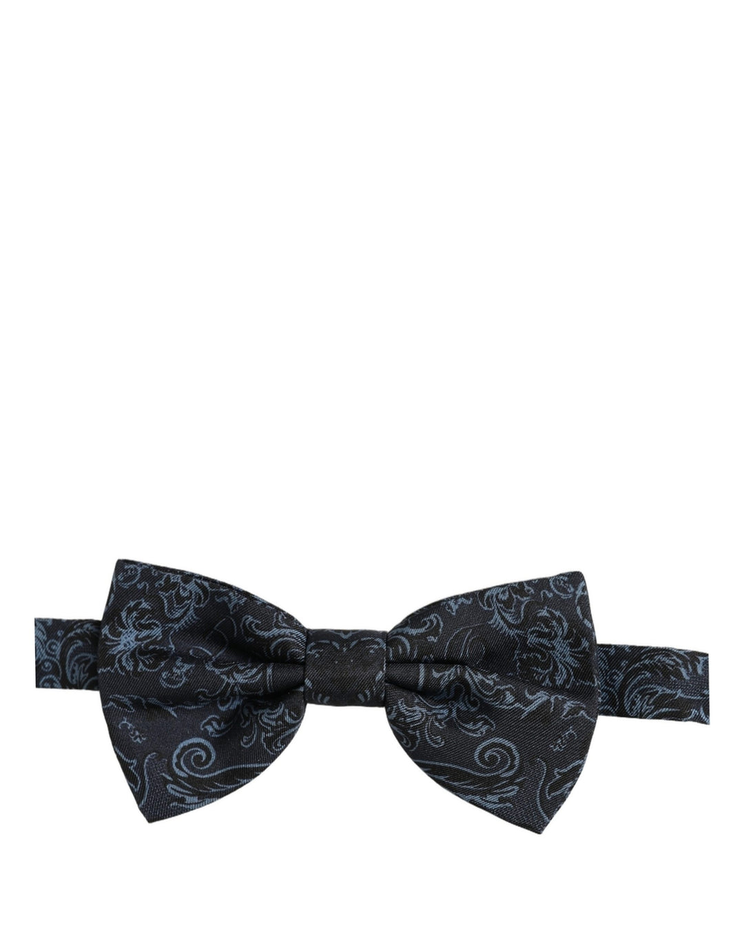 Dolce &amp; Gabbana Men Black Blue Paisley Adjustable Neck Papillon Bow Tie