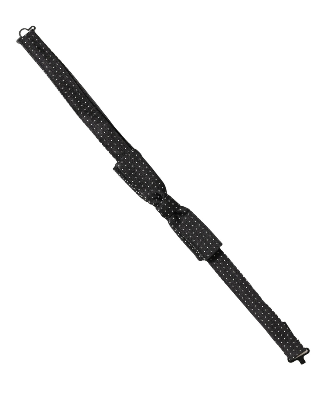 Dolce &amp; Gabbana Black White Polka Dot Adjustable Neck Papillon Bow Tie