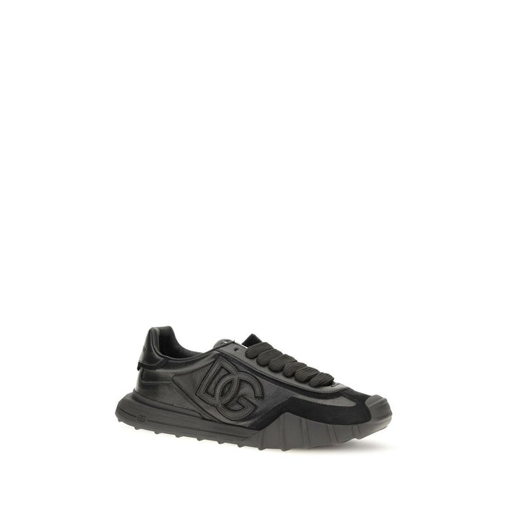 Dolce &amp; Gabbana Black Calf Leather Bos Taurus Athletic Sneakers