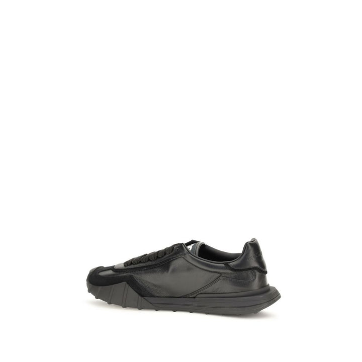 Dolce &amp; Gabbana Black Calf Leather Bos Taurus Athletic Sneakers