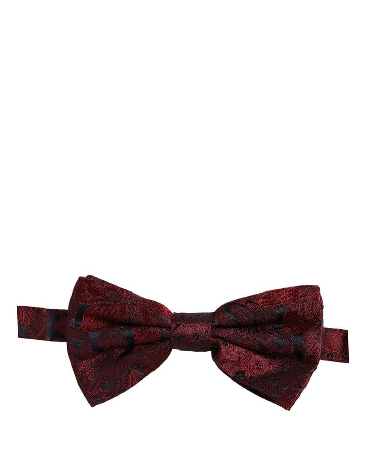 Dolce &amp; Gabbana Men Maroon Paisley SIlk Adjustable Neck Papillon Bow Tie