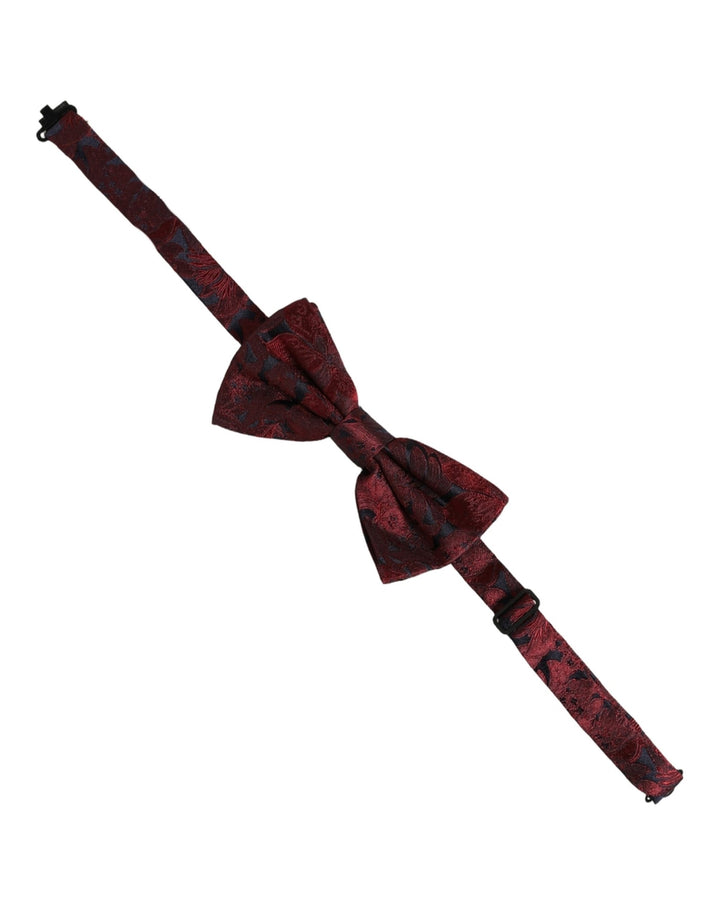 Dolce &amp; Gabbana Men Maroon Paisley SIlk Adjustable Neck Papillon Bow Tie