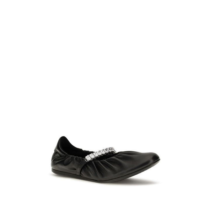 Jimmy Choo Black Calf Leather Bos Taurus Ballet Flats