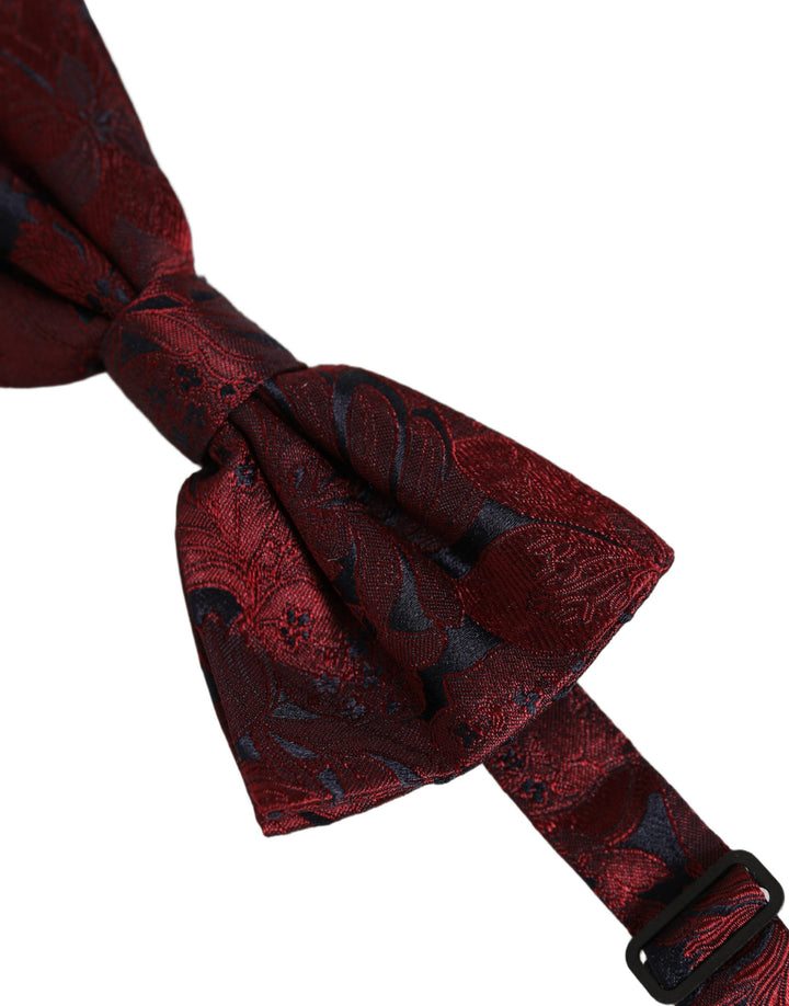Dolce &amp; Gabbana Men Maroon Paisley SIlk Adjustable Neck Papillon Bow Tie