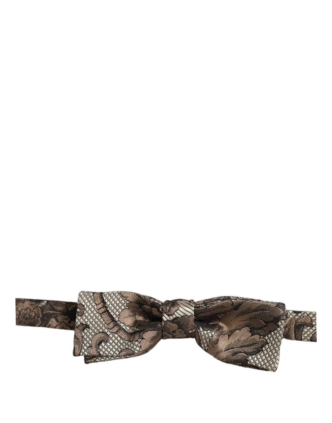Dolce &amp; Gabbana Men Brown Beige Floral Adjustable Neck Papillon Bow Tie