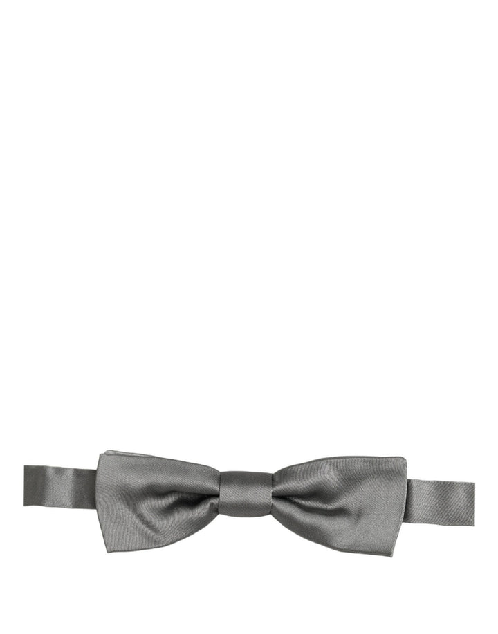 Dolce &amp; Gabbana Men Gray 100% Silk Adjustable Neck Papillon Bow Tie