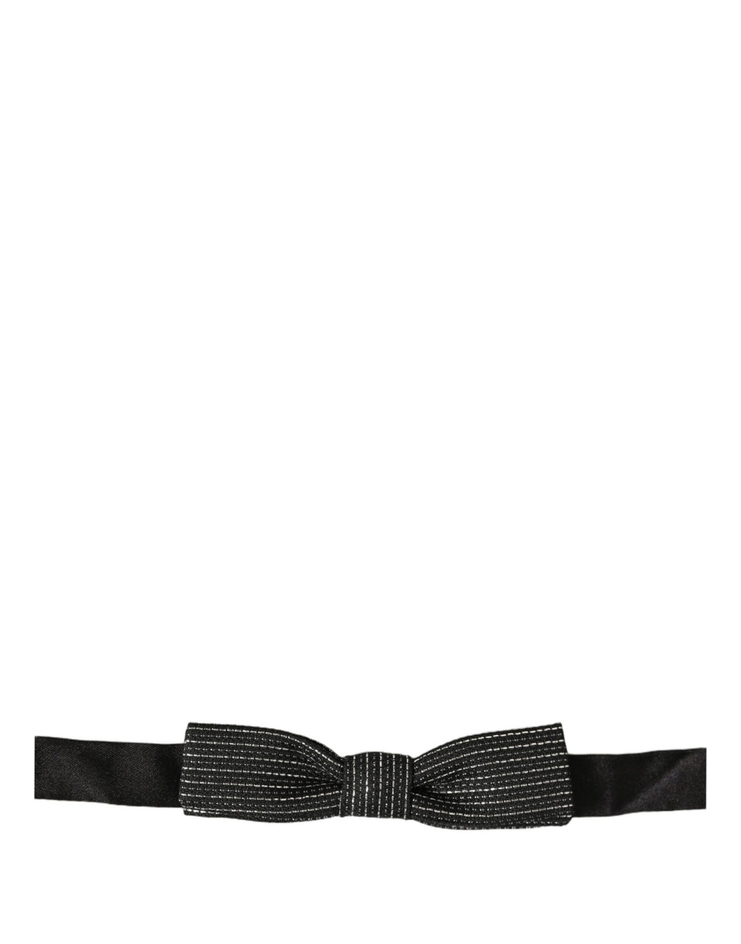 Dolce &amp; Gabbana Men Black Silver Ribbed Adjustable Neck Papillon  Bow Tie