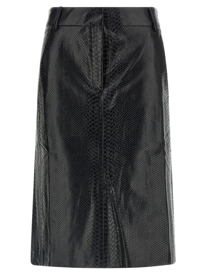 The Andamane Black Polyethylene Midi Skirt