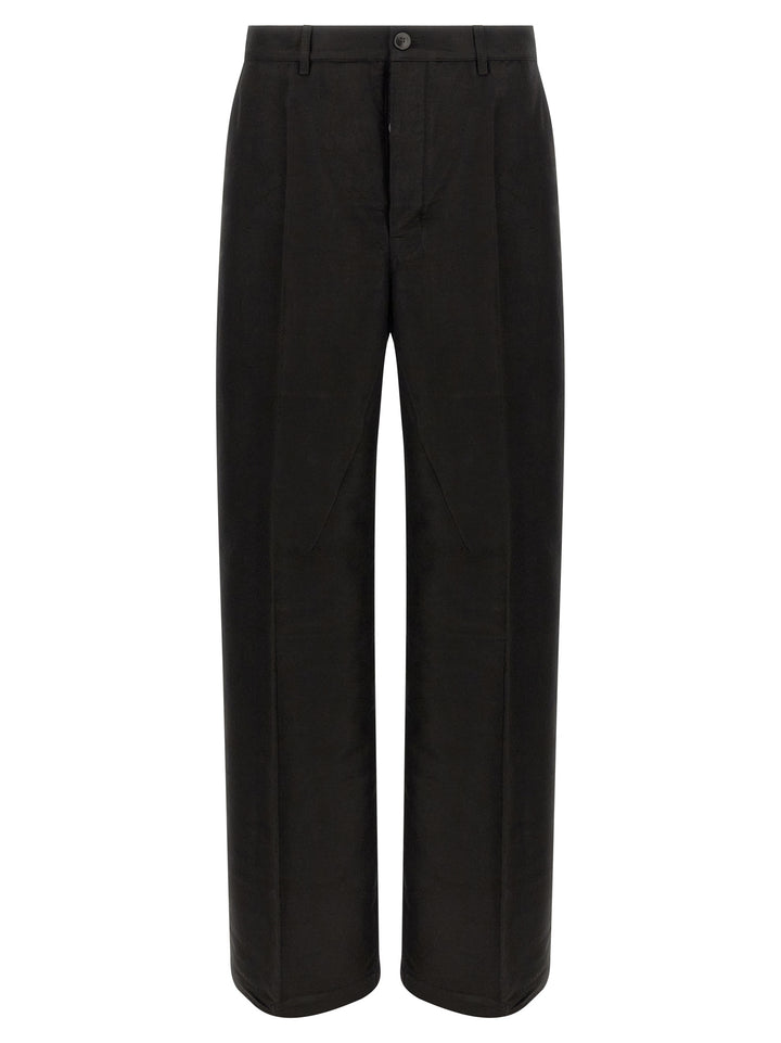 Rick Owens Black Ramie Casual Pants
