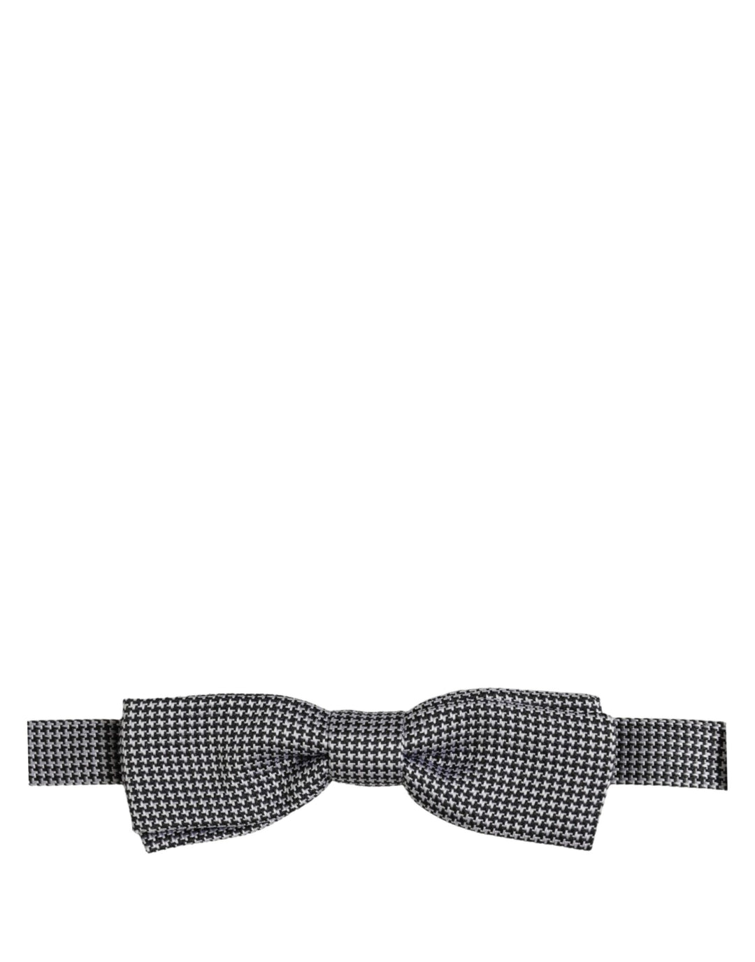 Dolce &amp; Gabbana Black White Houndstooth Adjustable Neck Bow Tie