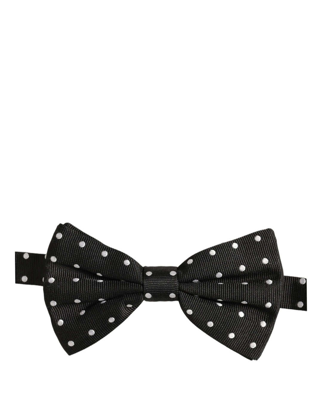 Dolce &amp; Gabbana Black White Polka Dot Adjustable Neck Papillon Bow Tie