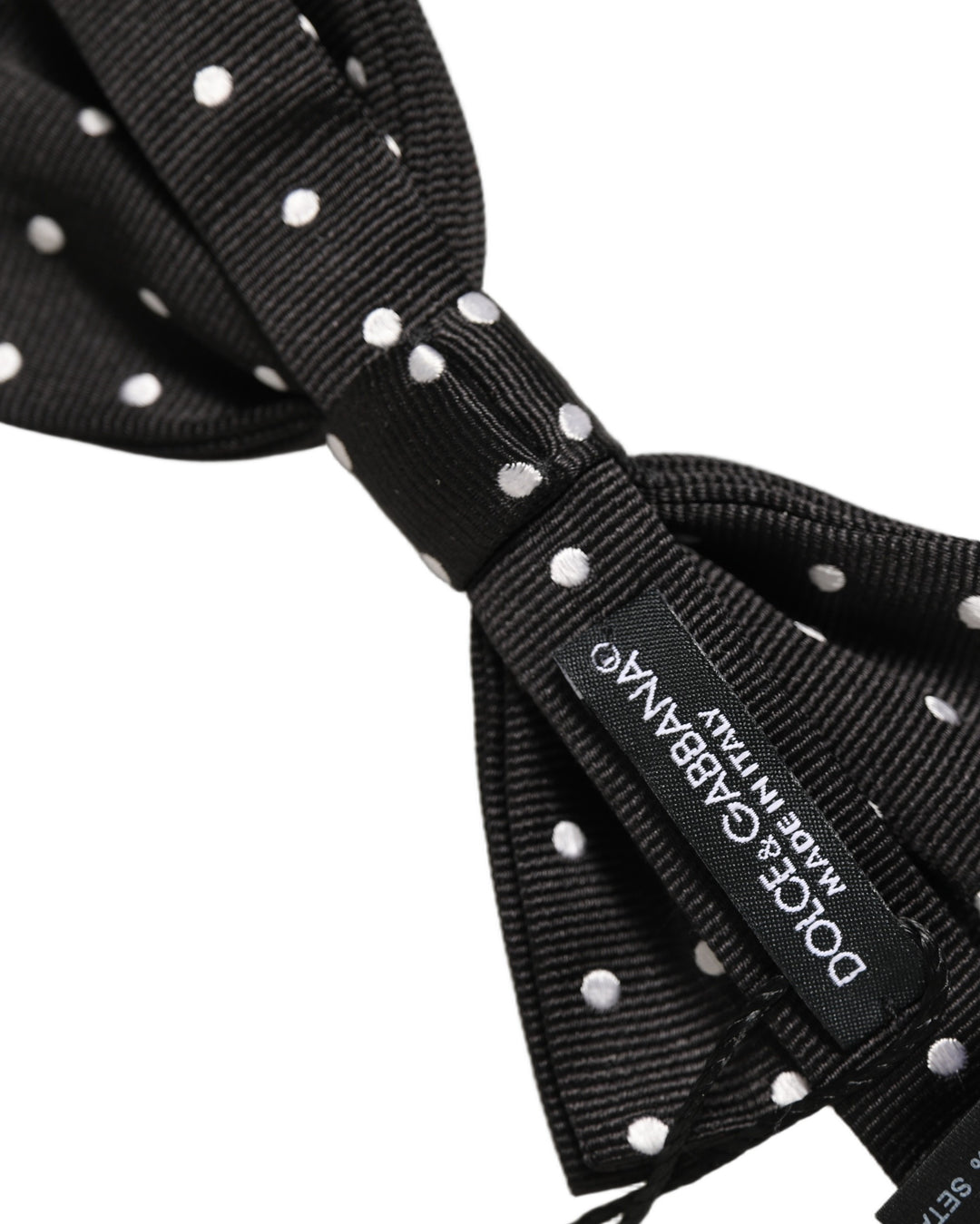Dolce &amp; Gabbana Black White Polka Dot Adjustable Neck Papillon Bow Tie