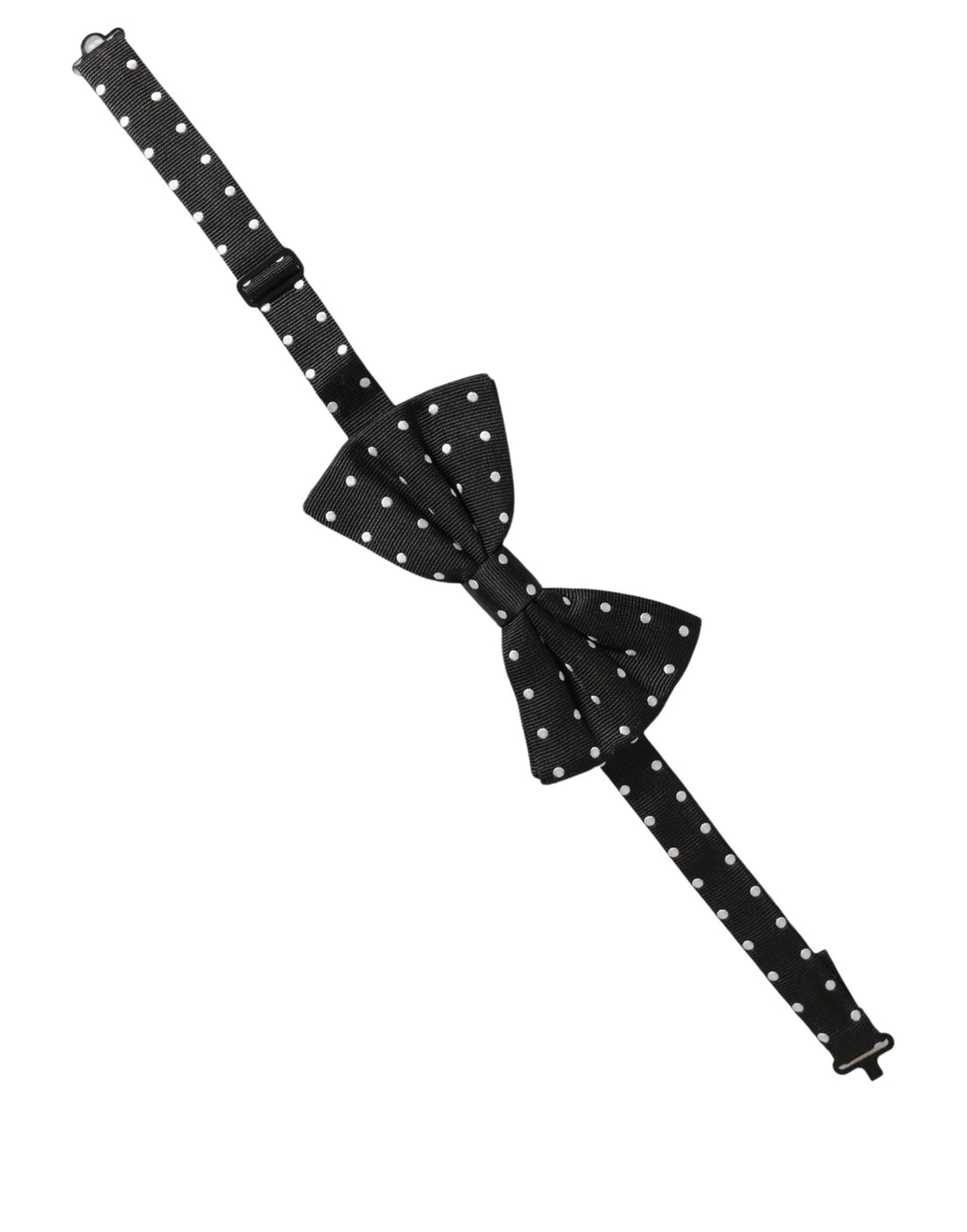 Dolce &amp; Gabbana Black White Polka Dot Adjustable Neck Papillon Bow Tie