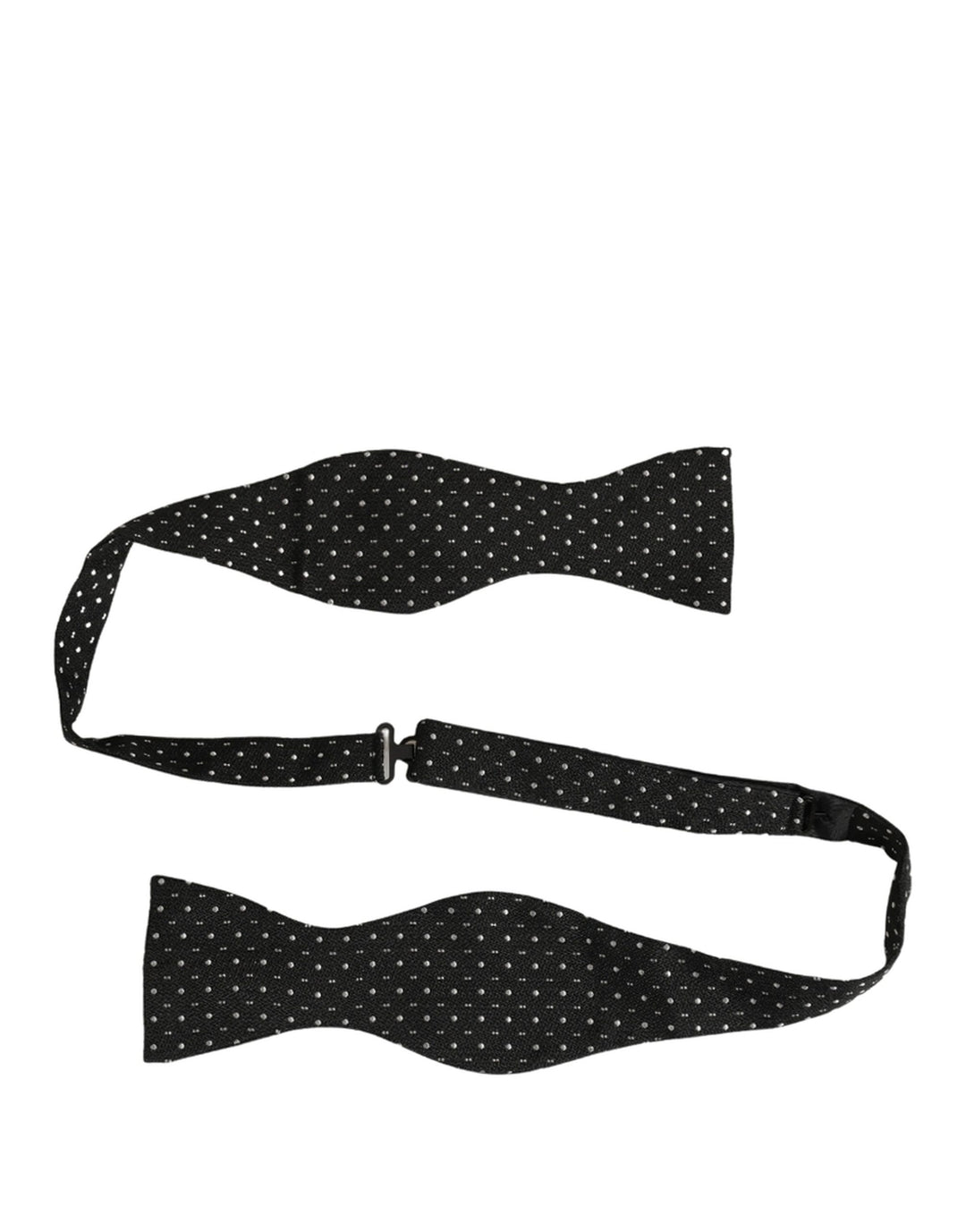 Dolce &amp; Gabbana Black White Polka Dot Adjustable Neck Papillon Bow Tie