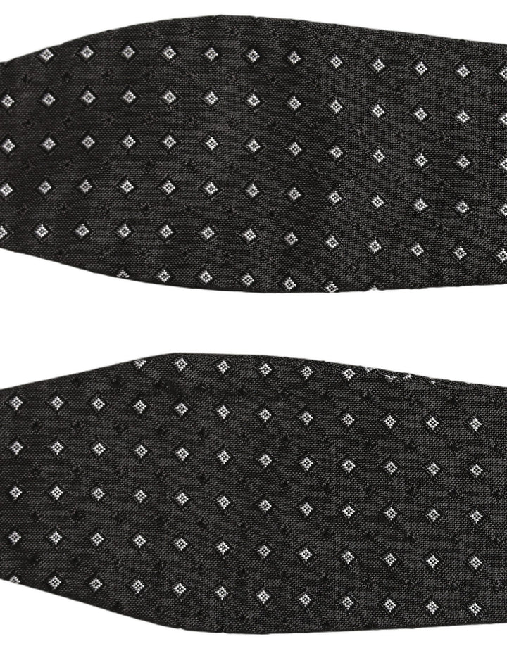 Dolce &amp; Gabbana Black White Polka Dot Adjustable Neck Papillon Bow Tie
