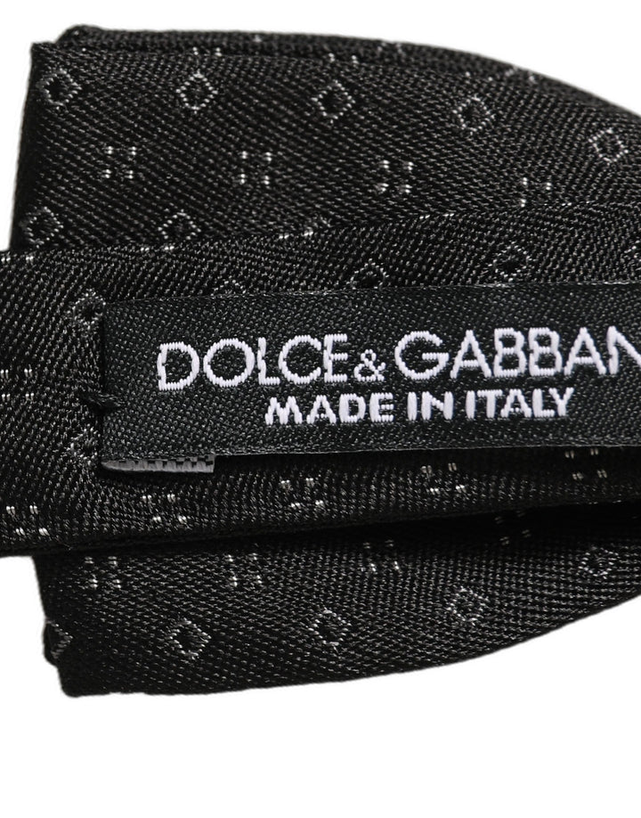 Dolce &amp; Gabbana Black Diamond Pattern Adjustable Neck Papillon Bow Tie