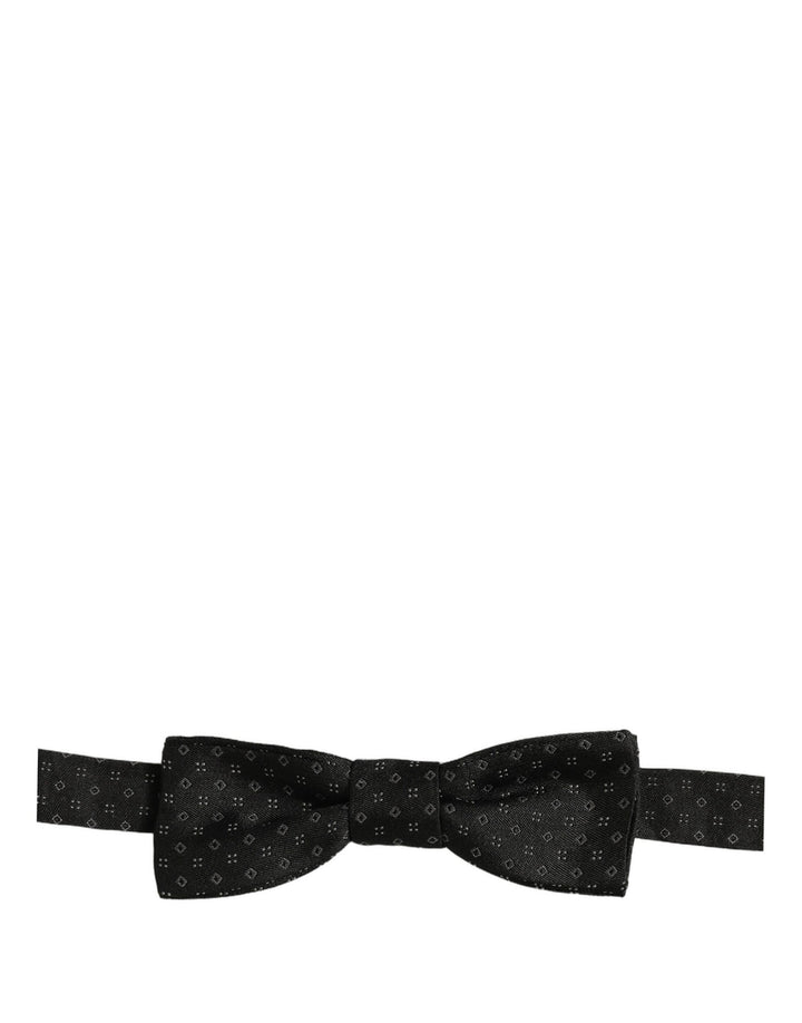 Dolce &amp; Gabbana Black Diamond Pattern Adjustable Neck Papillon Bow Tie