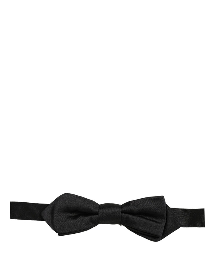 Dolce &amp; Gabbana Men Black 100% Silk Adjustable Neck Papillon Bow Tie