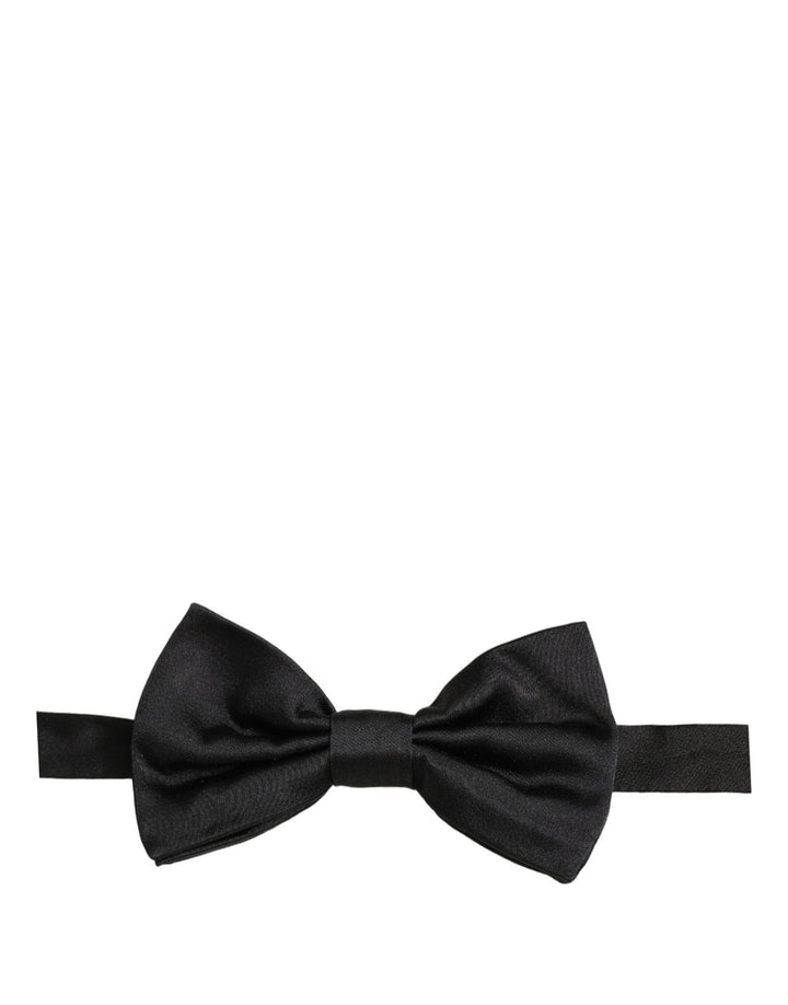 Dolce &amp; Gabbana Men Black 100% Silk Adjustable Neck Papillon Bow Tie