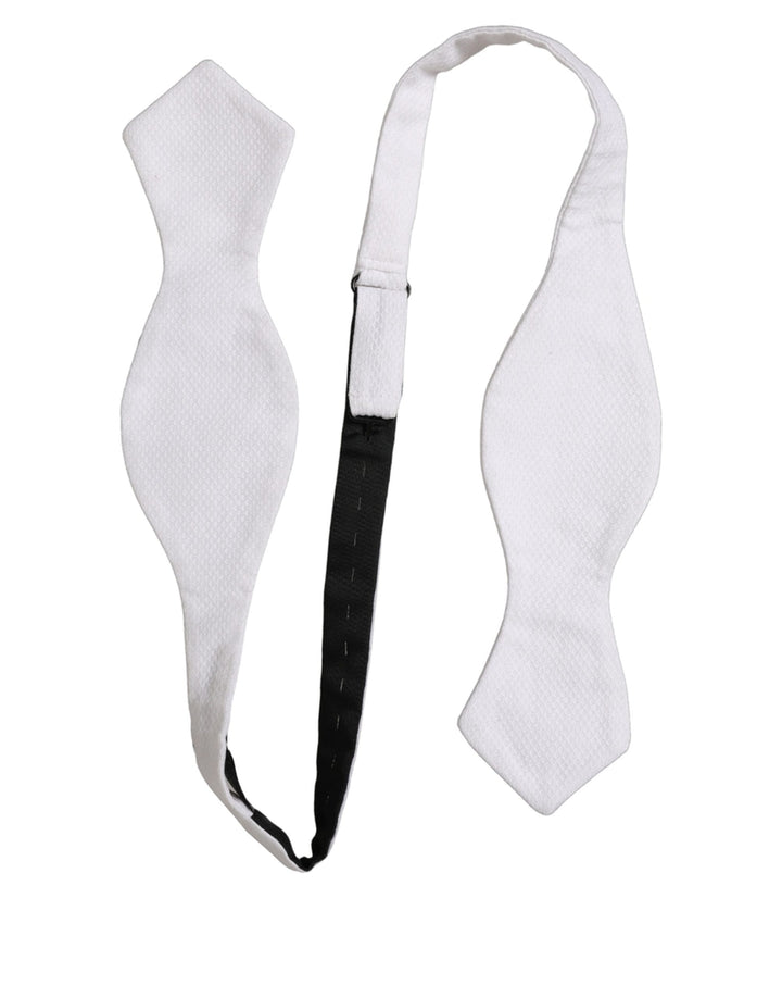 Dolce &amp; Gabbana Men White 100% Silk Adjustable Neck Papillon Bow Tie