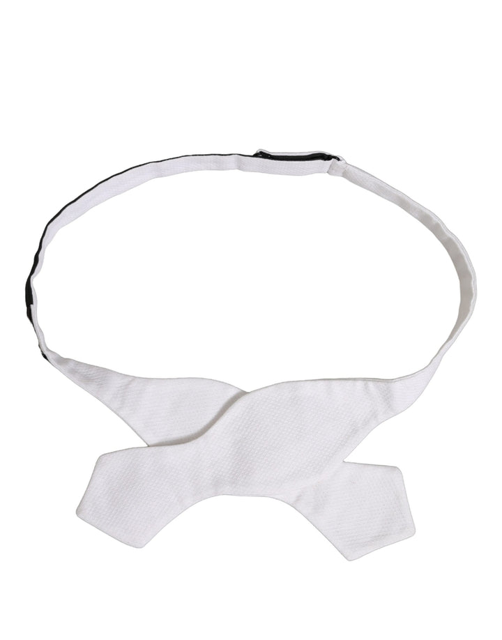 Dolce &amp; Gabbana Men White 100% Silk Adjustable Neck Papillon Bow Tie