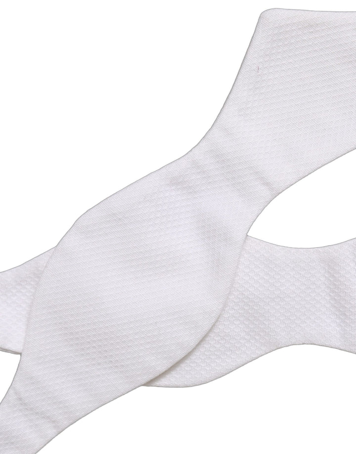 Dolce &amp; Gabbana Men White 100% Silk Adjustable Neck Papillon Bow Tie