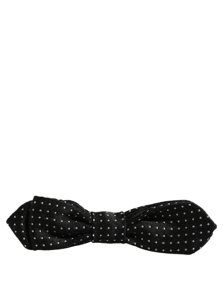 Dolce &amp; Gabbana Black White Polka Dot Adjustable Neck Papillon Bow Tie