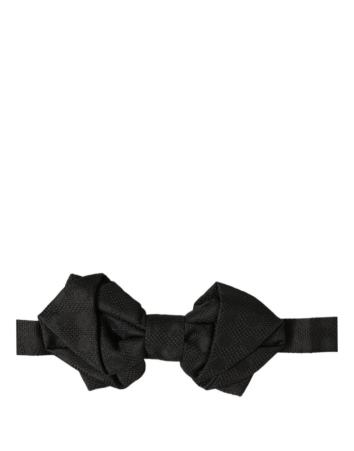 Dolce &amp; Gabbana Men Black 100% Silk Adjustable Neck Papillon Bow Tie