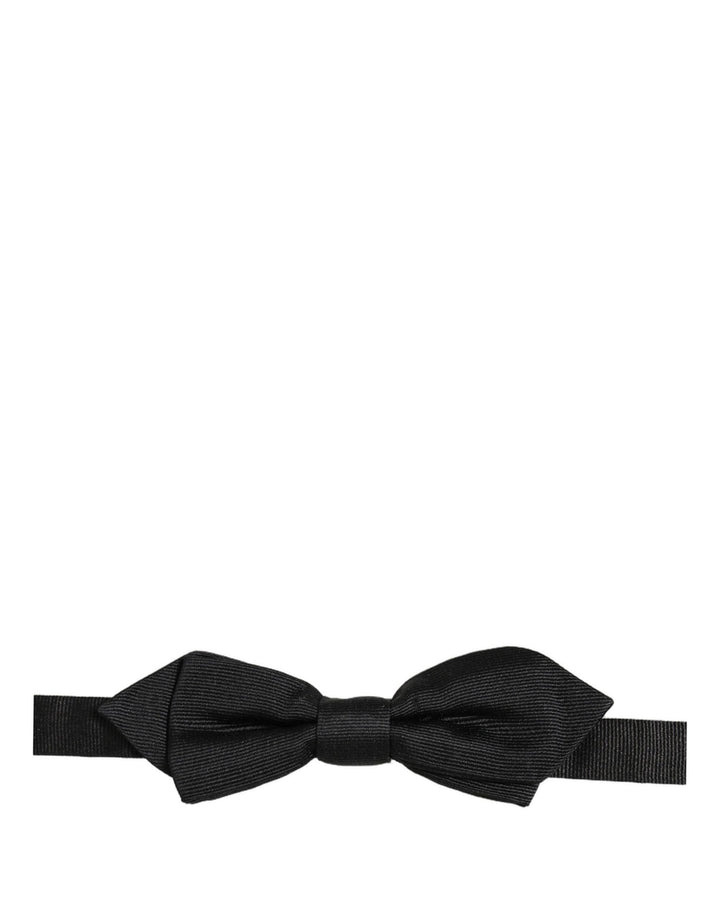 Dolce &amp; Gabbana Men Black 100% Silk Adjustable Neck Papillon Bow Tie