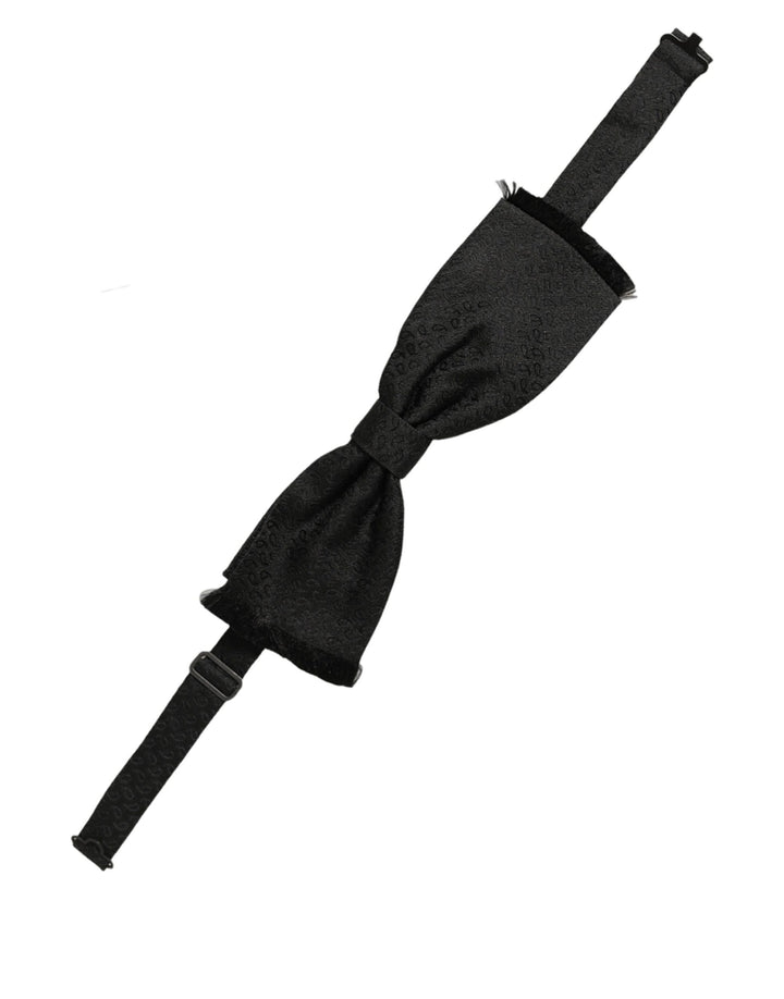 Dolce &amp; Gabbana Men Dark Gray 100% SIlk Adjustable Neck Papillon Bow Tie