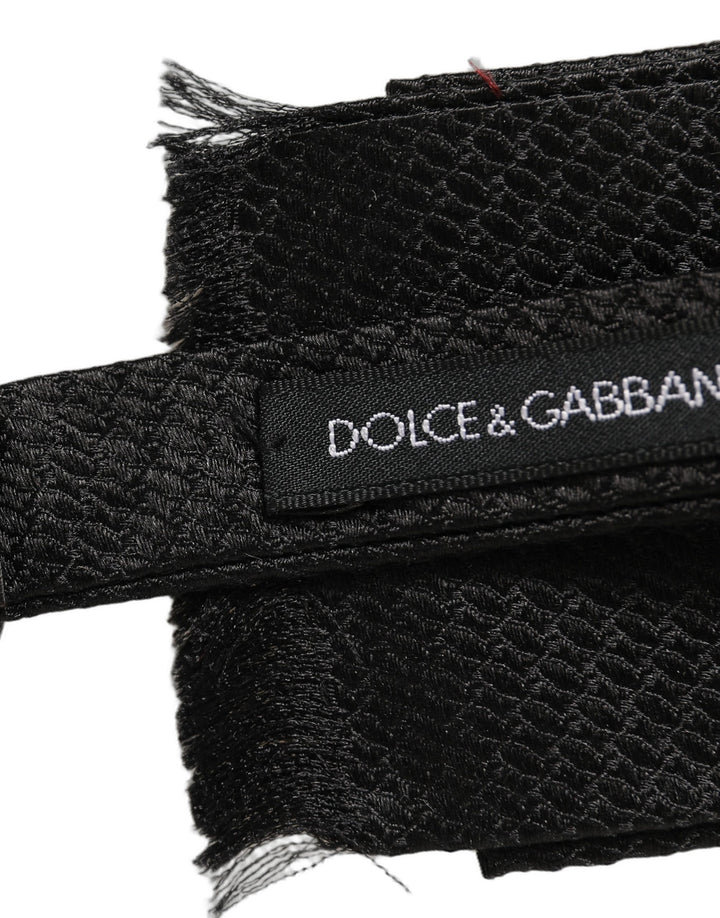 Dolce &amp; Gabbana Men Black 100% SIlk Adjustable Neck Papillon Bow Tie
