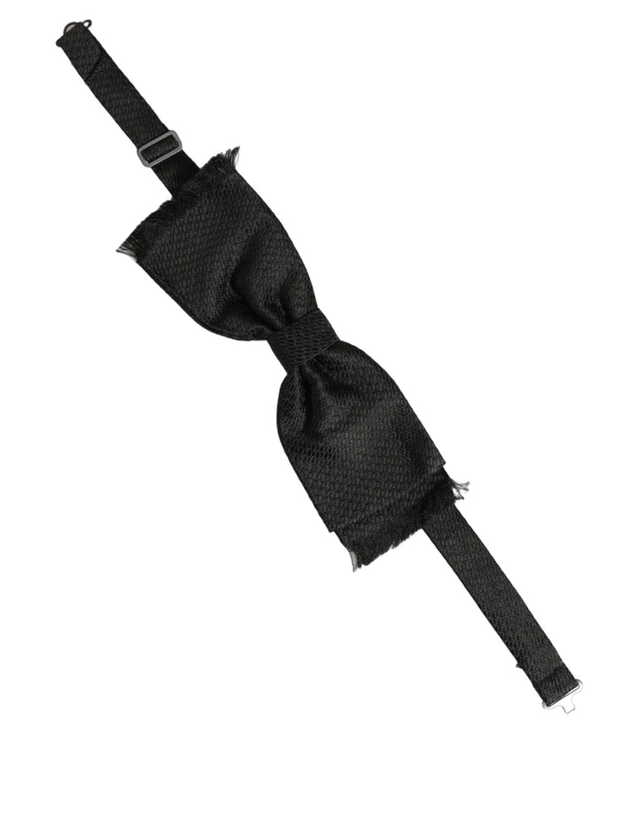 Dolce &amp; Gabbana Men Black 100% SIlk Adjustable Neck Papillon Bow Tie