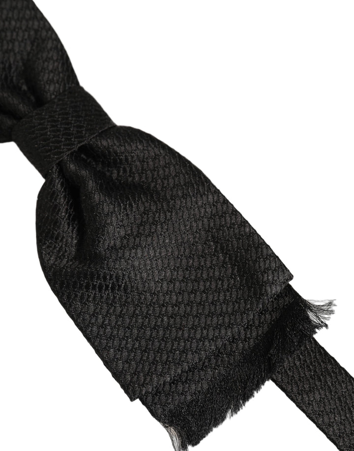 Dolce &amp; Gabbana Men Black 100% SIlk Adjustable Neck Papillon Bow Tie
