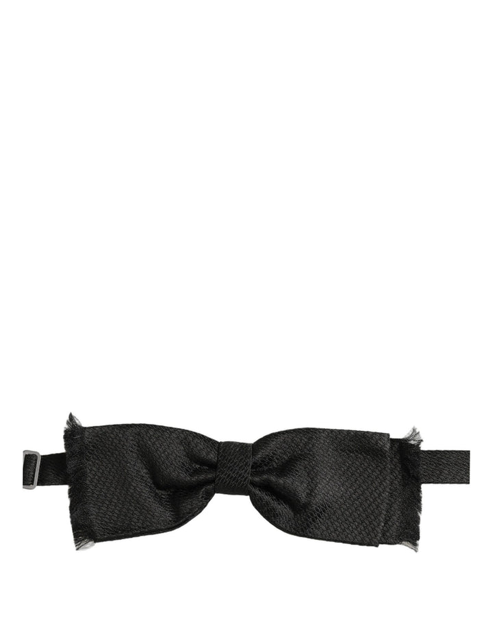 Dolce &amp; Gabbana Men Dark Gray 100% SIlk Adjustable Neck Papillon Bow Tie