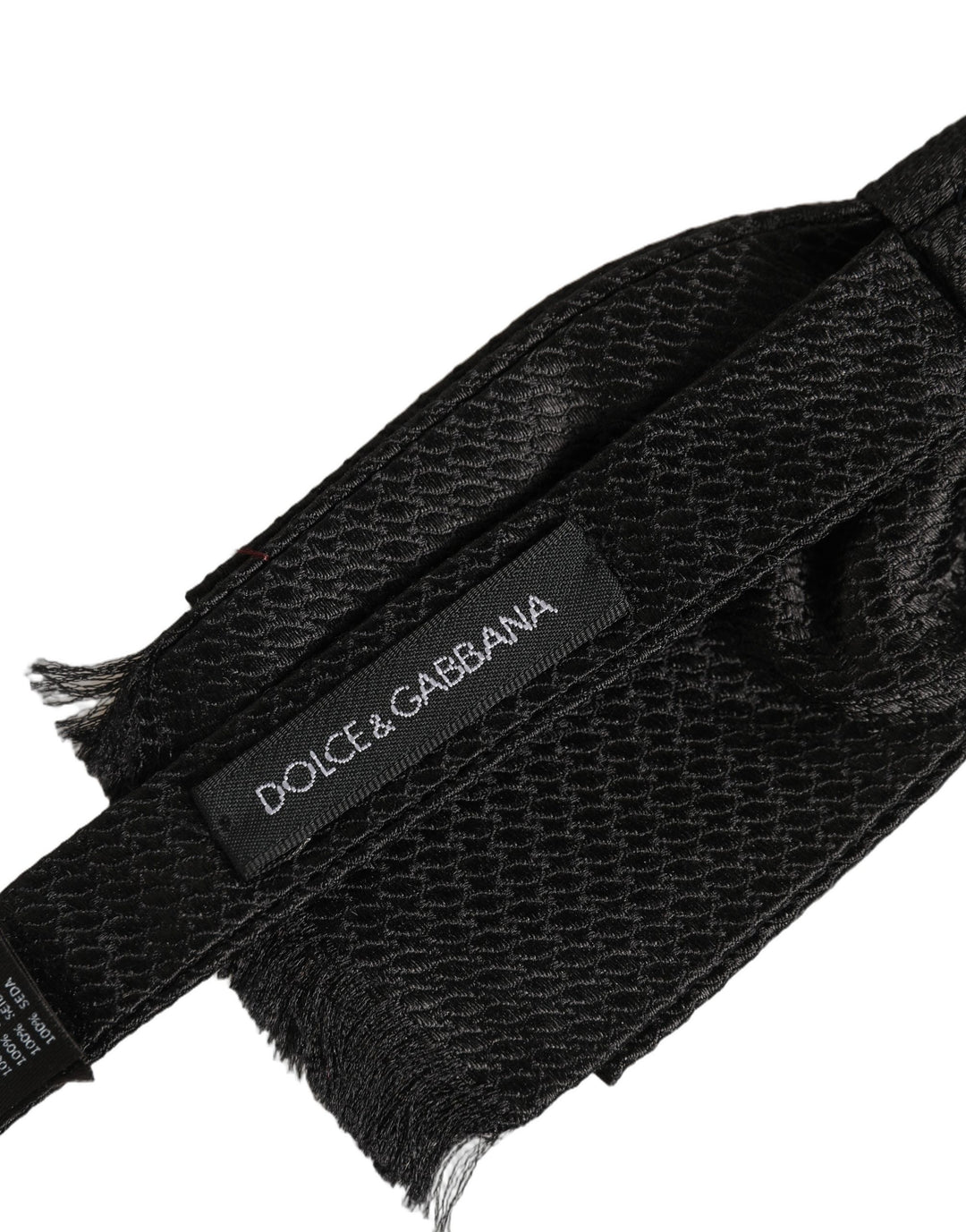 Dolce &amp; Gabbana Men Black 100% SIlk Adjustable Neck Papillon Bow Tie