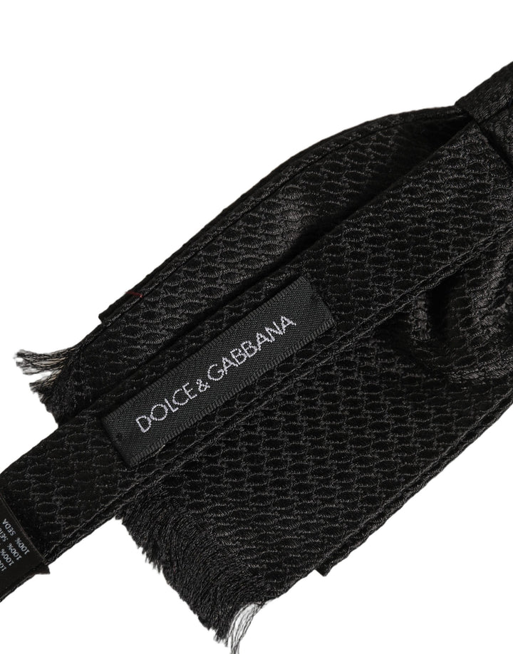 Dolce &amp; Gabbana Men Black 100% SIlk Adjustable Neck Papillon Bow Tie