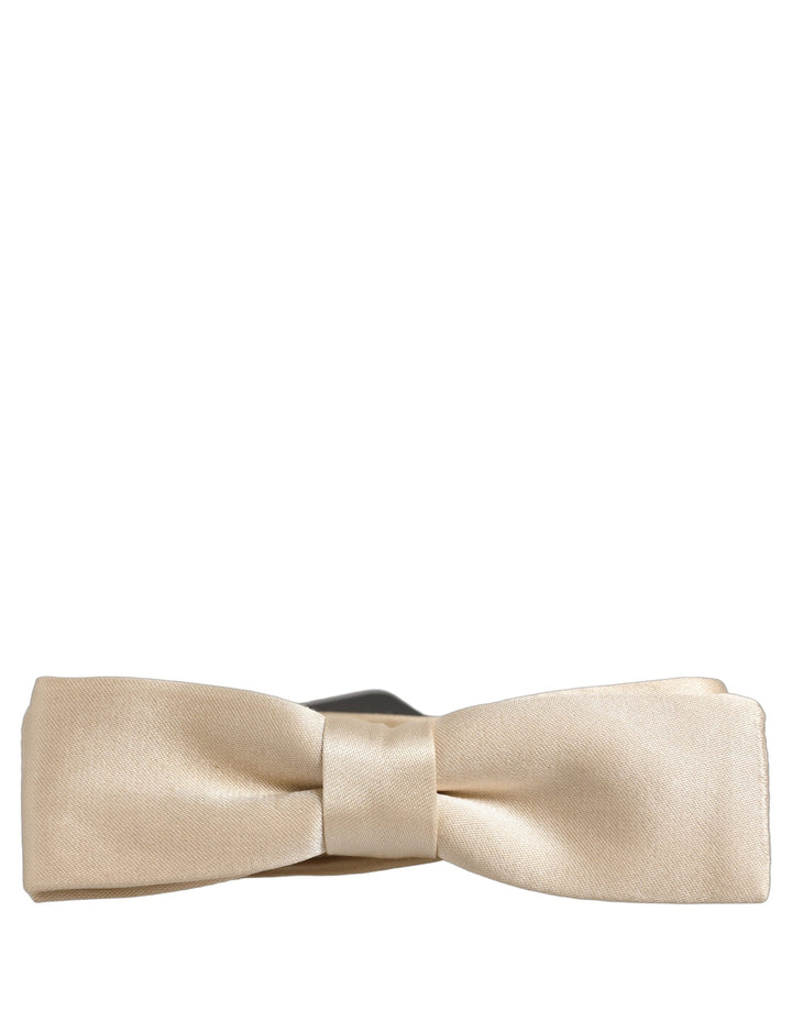 Dolce &amp; Gabbana Men Beige 100% Silk Adjustable Neck Papillon Bow Tie