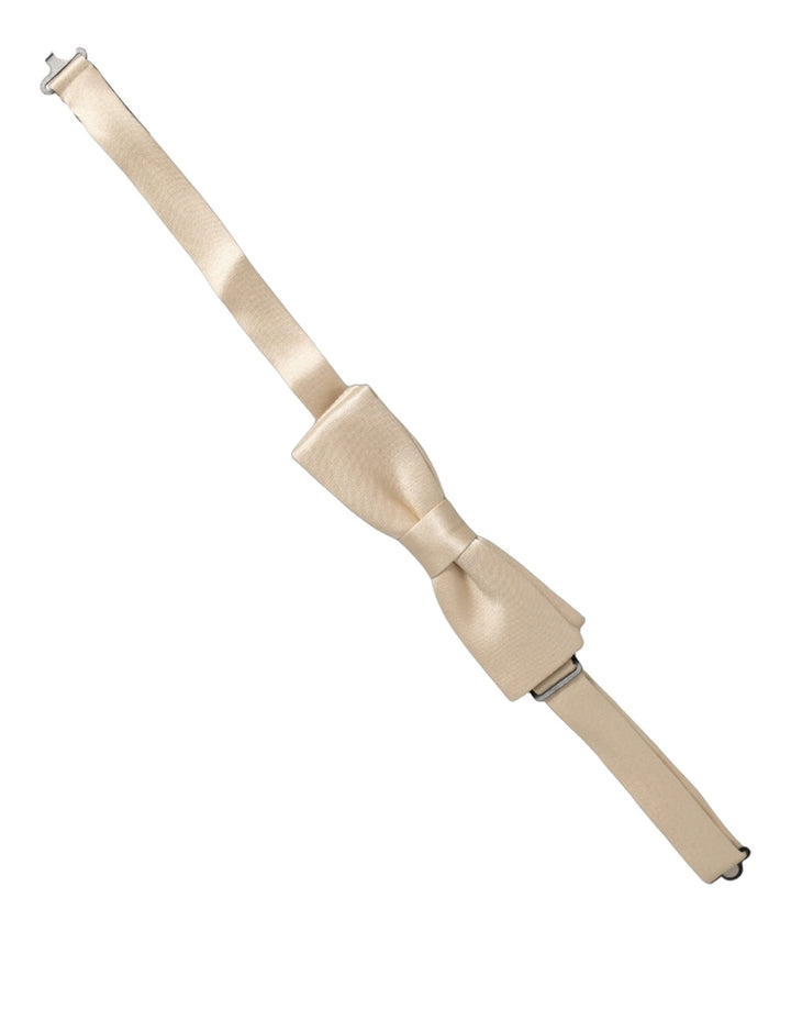 Dolce &amp; Gabbana Men Beige 100% Silk Adjustable Neck Papillon Bow Tie