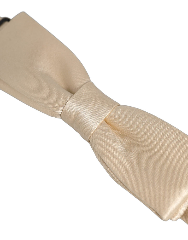 Dolce &amp; Gabbana Men Beige 100% Silk Adjustable Neck Papillon Bow Tie